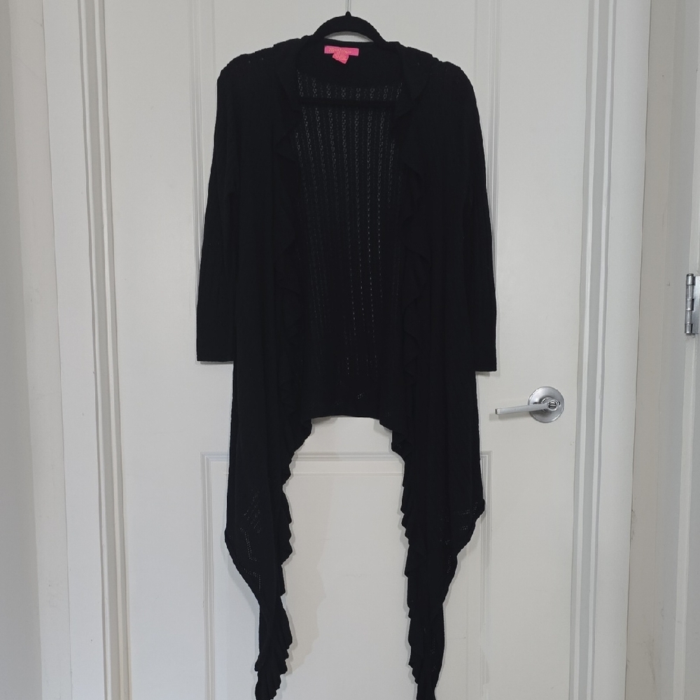 Betsey Johnson Retro Black Ruffled Cardigan